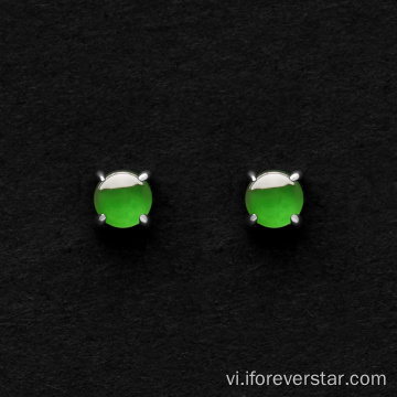 Bông tai stud jadeite hình chữ C đôi